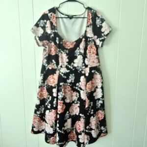 Torrid Black and Pink Floral Midi Dress